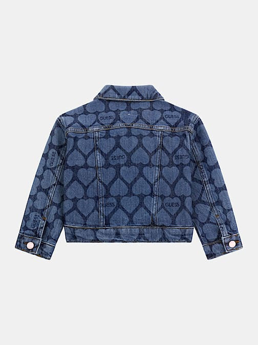 Guess Girls Heart Print Denim Jacket