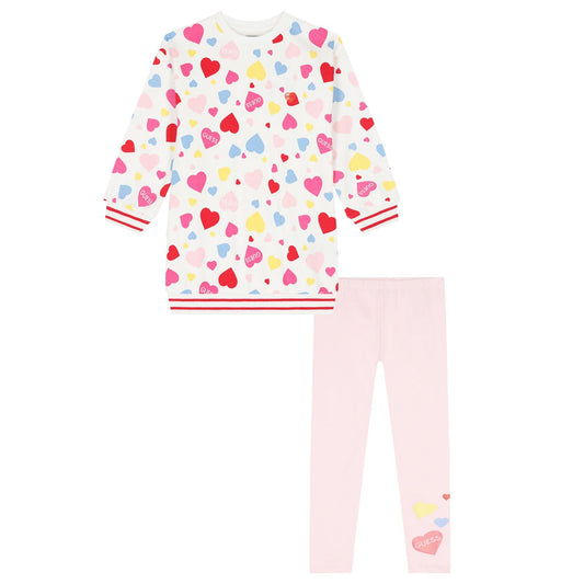 Guess Girl Heart Print Sweater and Leggings Set