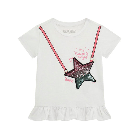 Guess Girls Star Handbag Frilled T-shirt
