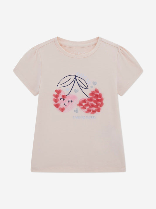 Guess Girls Cherry T-shirt In Pink - K5GI03K6YW4