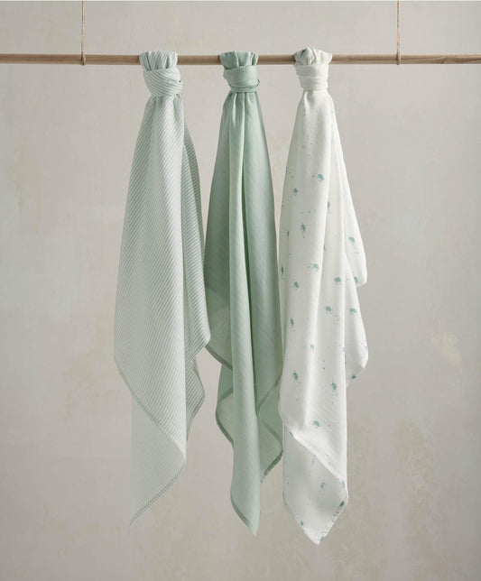 Mamas & Papas Large Turtle Muslin Cloths - 3 pack