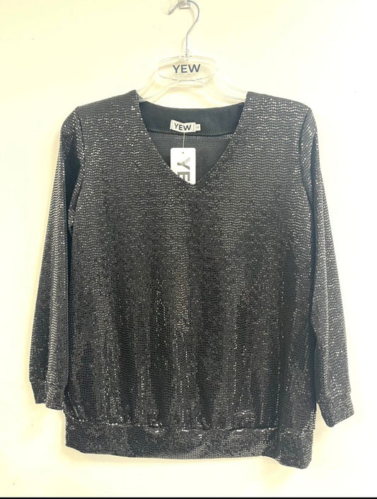 Yew V-Neck Long Sleeve Sparkle Top