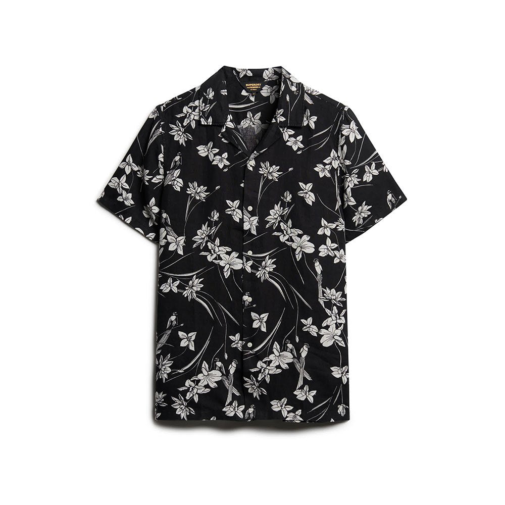 Superdry Open Collar Print Linen Shirt