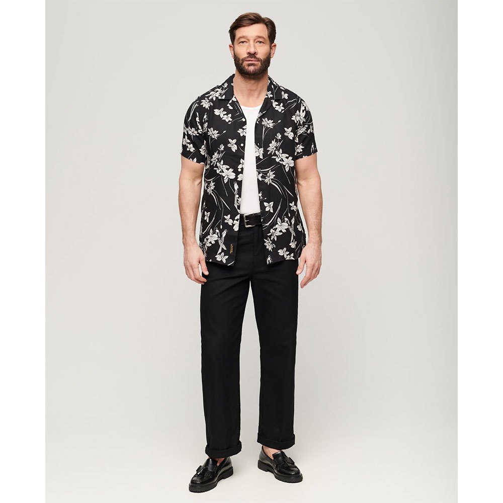 Superdry Open Collar Print Linen Shirt